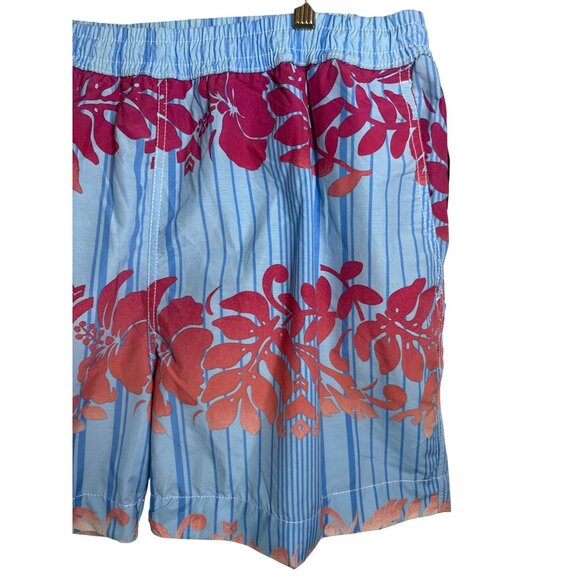 Tommy Bahama Lined Swim Trunks Size XL New  Blue Red Floral Stripe Pockets Beach - Picture 3 of 9